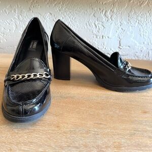 Jones New York Cypress Y2K High Stacked Penny Loafers in Black